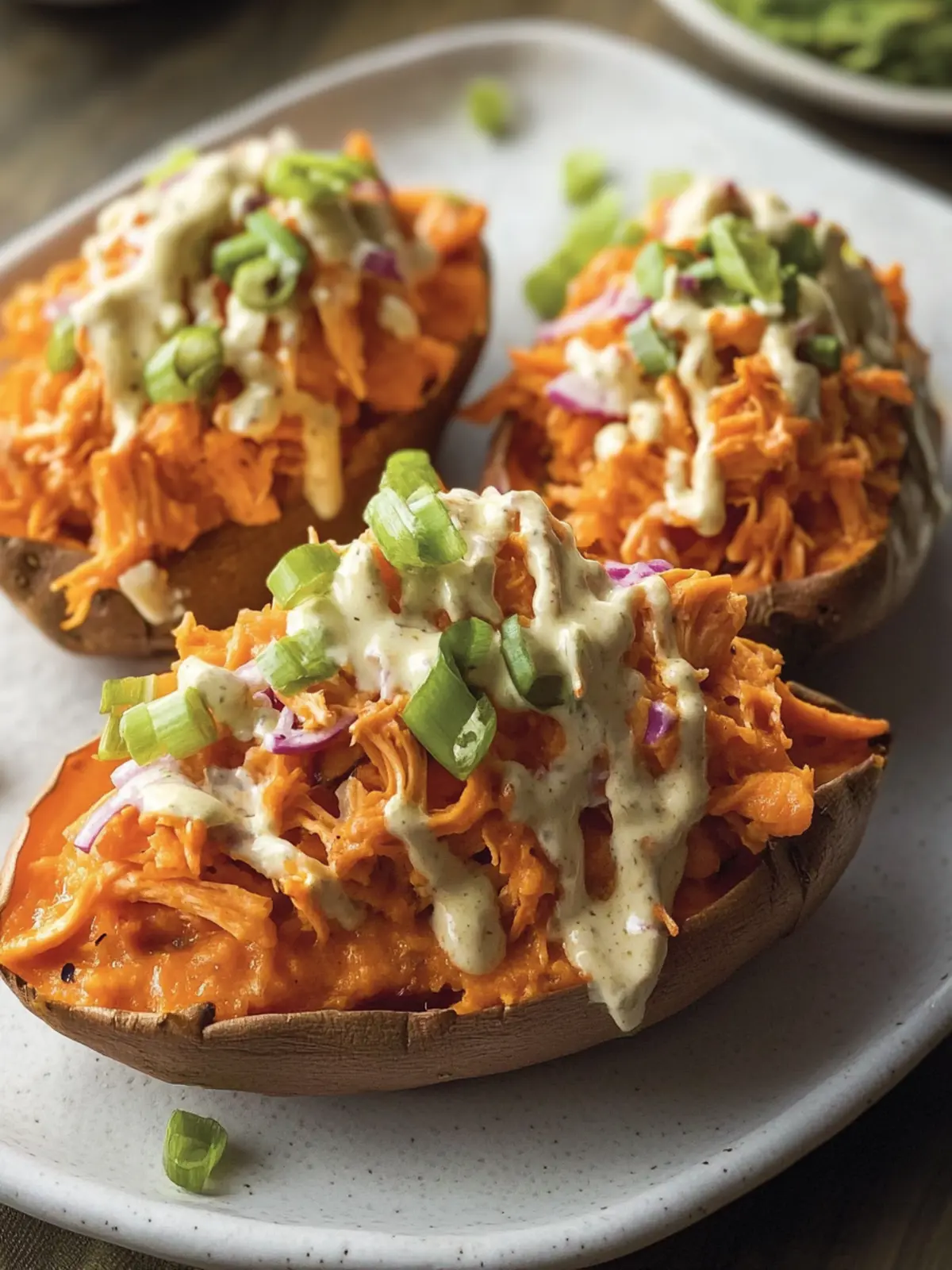 Buffalo Chicken Stuffed Sweet Potatoes with Ranch Slaw Delight 3 Buffalo Chicken Stuffed Sweet Potatoes with Ranch Slaw