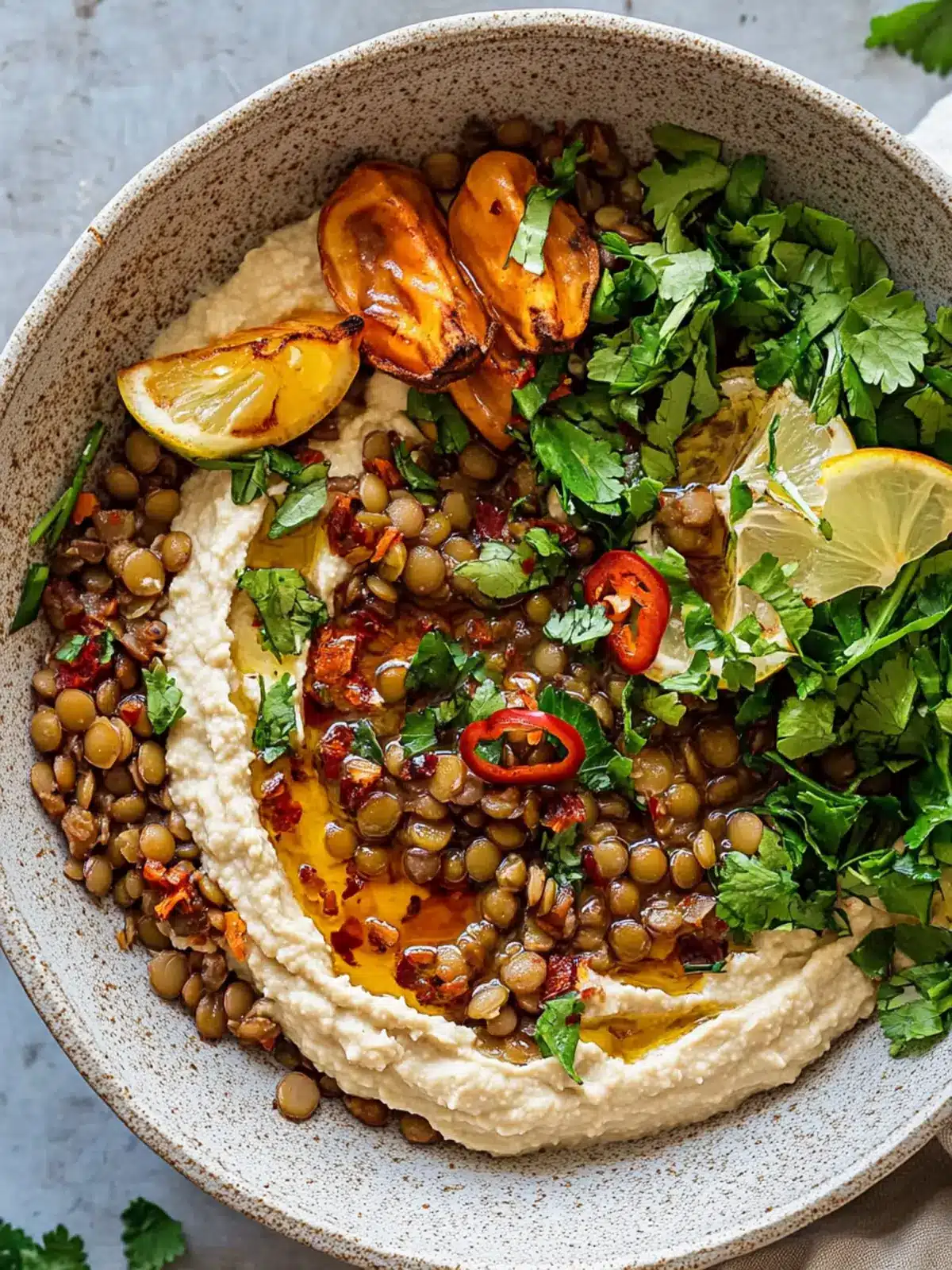 Savor This Quick Sautéed Lentil Bowl with Hummus & Chili Oil 3 Quick Sautéed Lentil Bowl with Hummus and Chili Oil