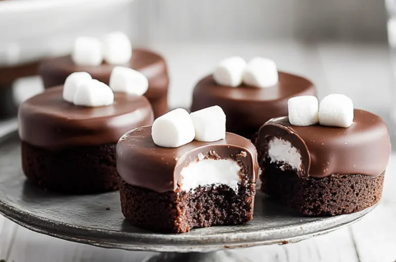 Mini Chocolate Cakes with Marshmallow Filling and Chocolate Coating