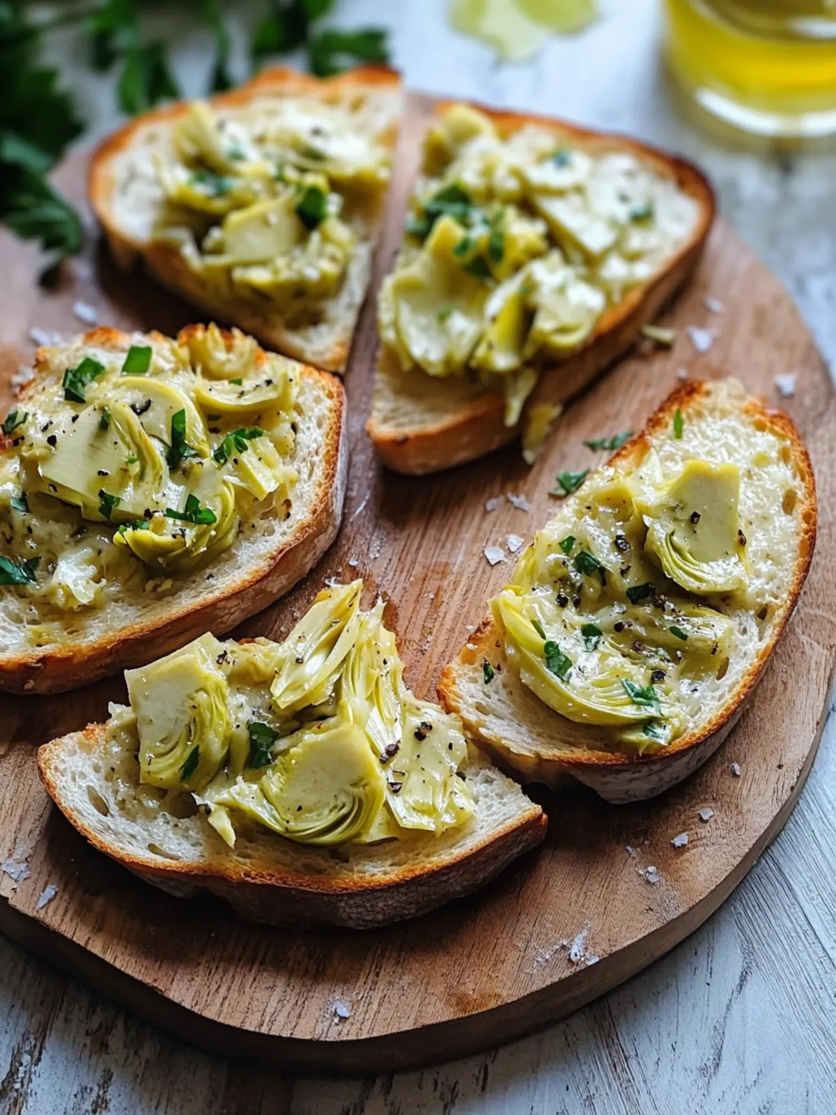 Warm Artichoke Bruschetta: A Creamy Springtime Treat 2 Warm Artichoke Bruschetta