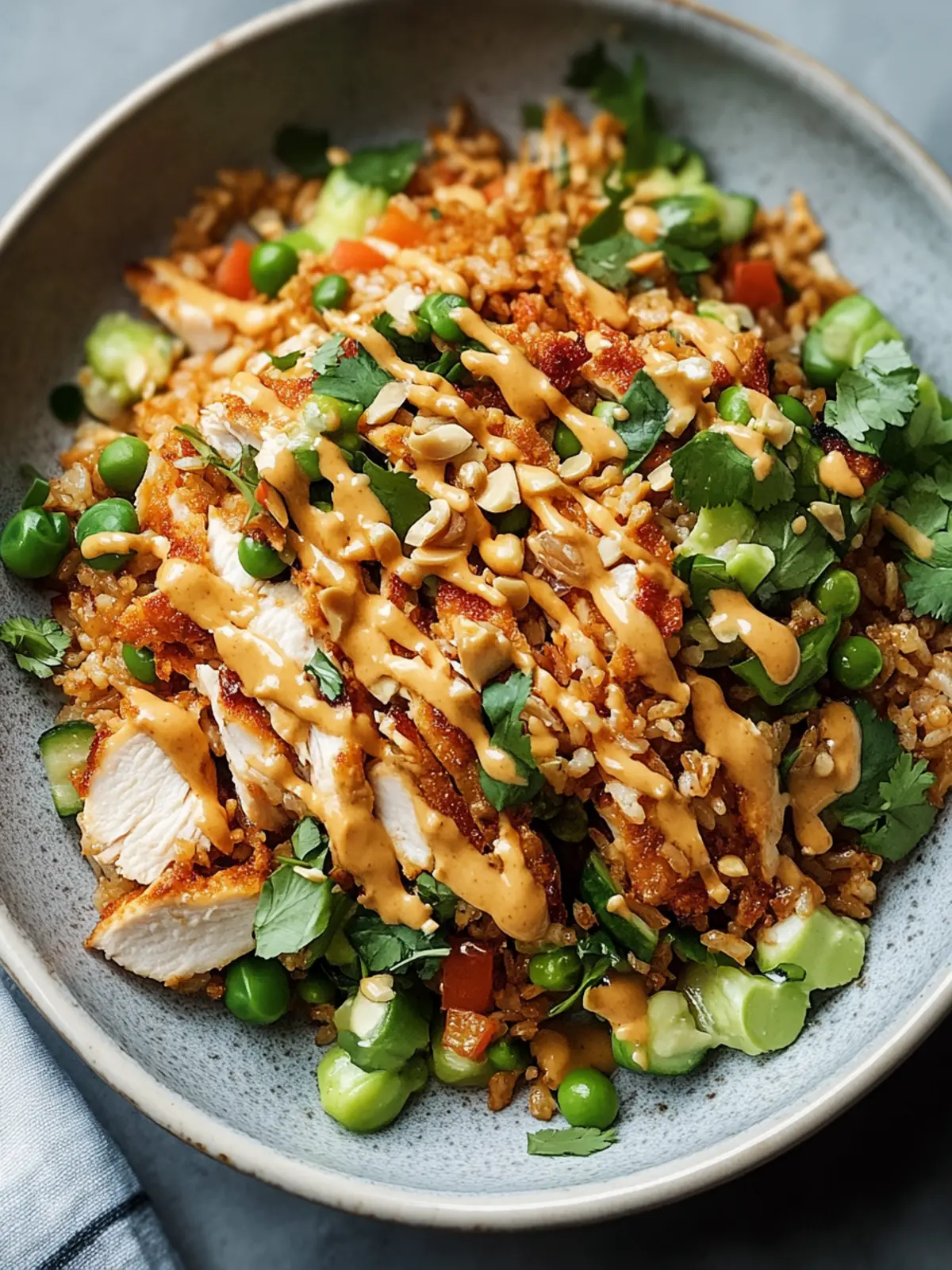 Zesty Chicken Crispy Rice Salad with Peanut Dressing Delight 4 Chicken Crispy Rice Salad with Peanut Dressing
