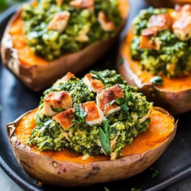 Chicken Pesto Stuffed Sweet Potatoes for a Delightful Dinner 10 Chicken Pesto Stuffed Sweet Potatoes (Paleo, Whole30)