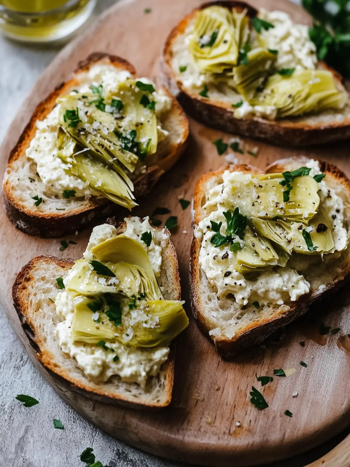 Warm Artichoke Bruschetta: A Creamy Springtime Treat 4 Warm Artichoke Bruschetta