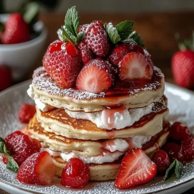 Delicious Strawberry Cheesecake Pancakes for Your Brunch Bliss 9 Strawberry Cheesecake Pancakes