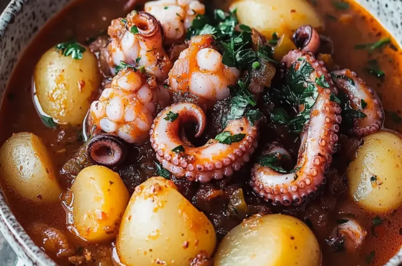 Authentic Greek Octopus Stew with Potatoes & Herbs