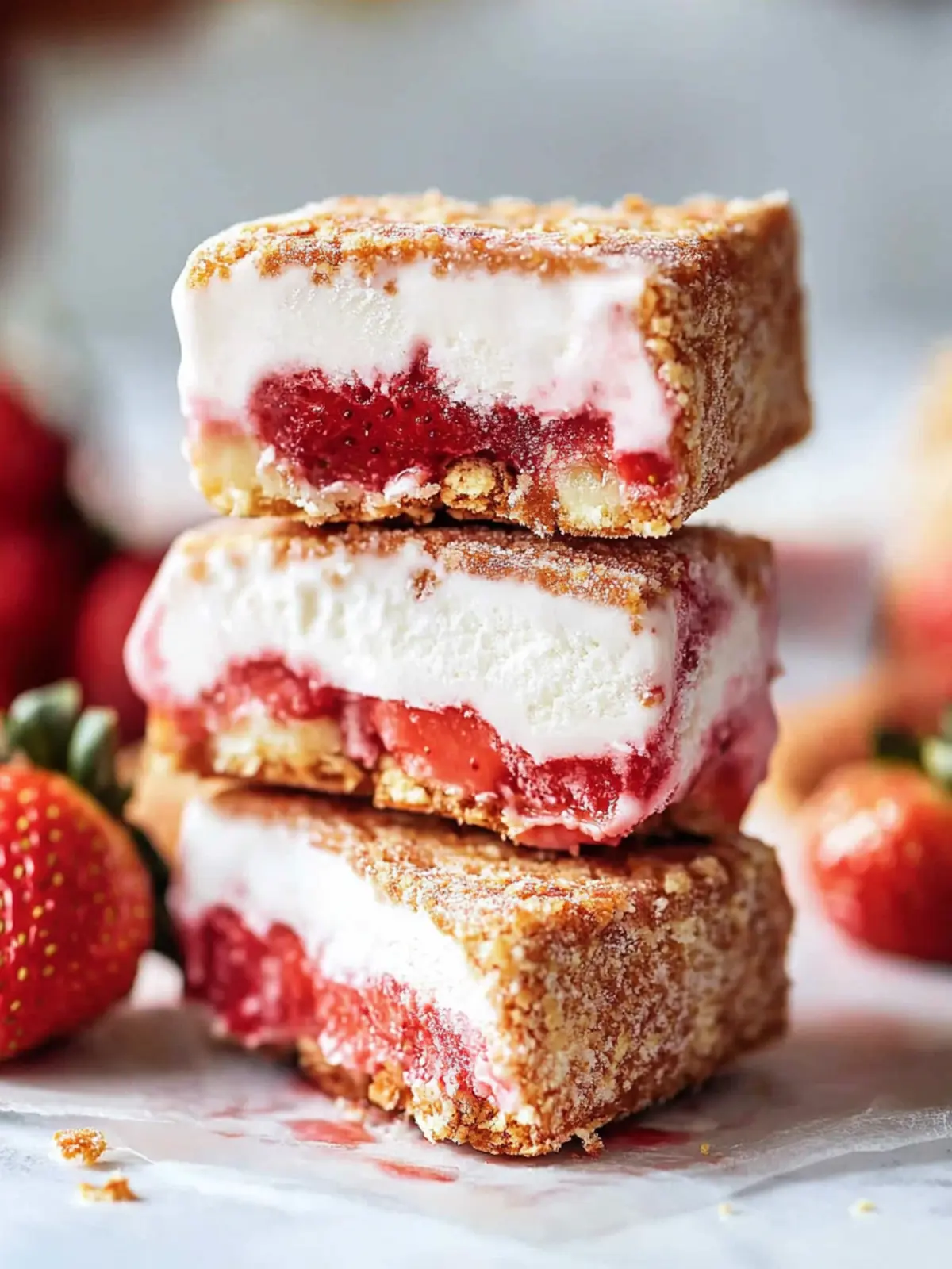 Homemade Strawberry Shortcake Ice Cream Bars