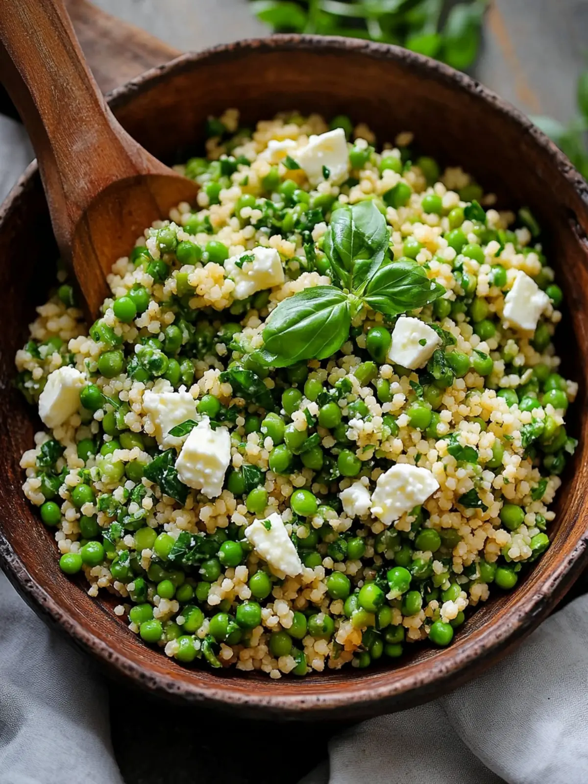 Spring Pea Feta Couscous Salad with Zesty Basil Vinaigrette 4 Spring Pea Feta Couscous Salad with Basil Vinaigrette