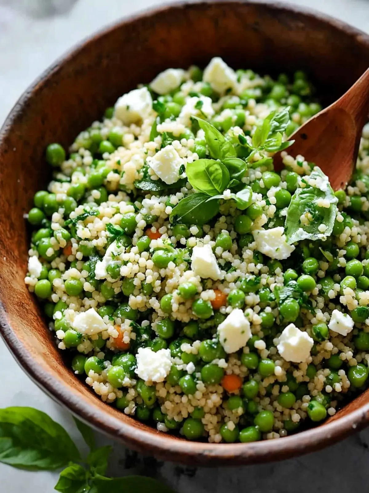 Spring Pea Feta Couscous Salad with Zesty Basil Vinaigrette 2 Spring Pea Feta Couscous Salad with Basil Vinaigrette