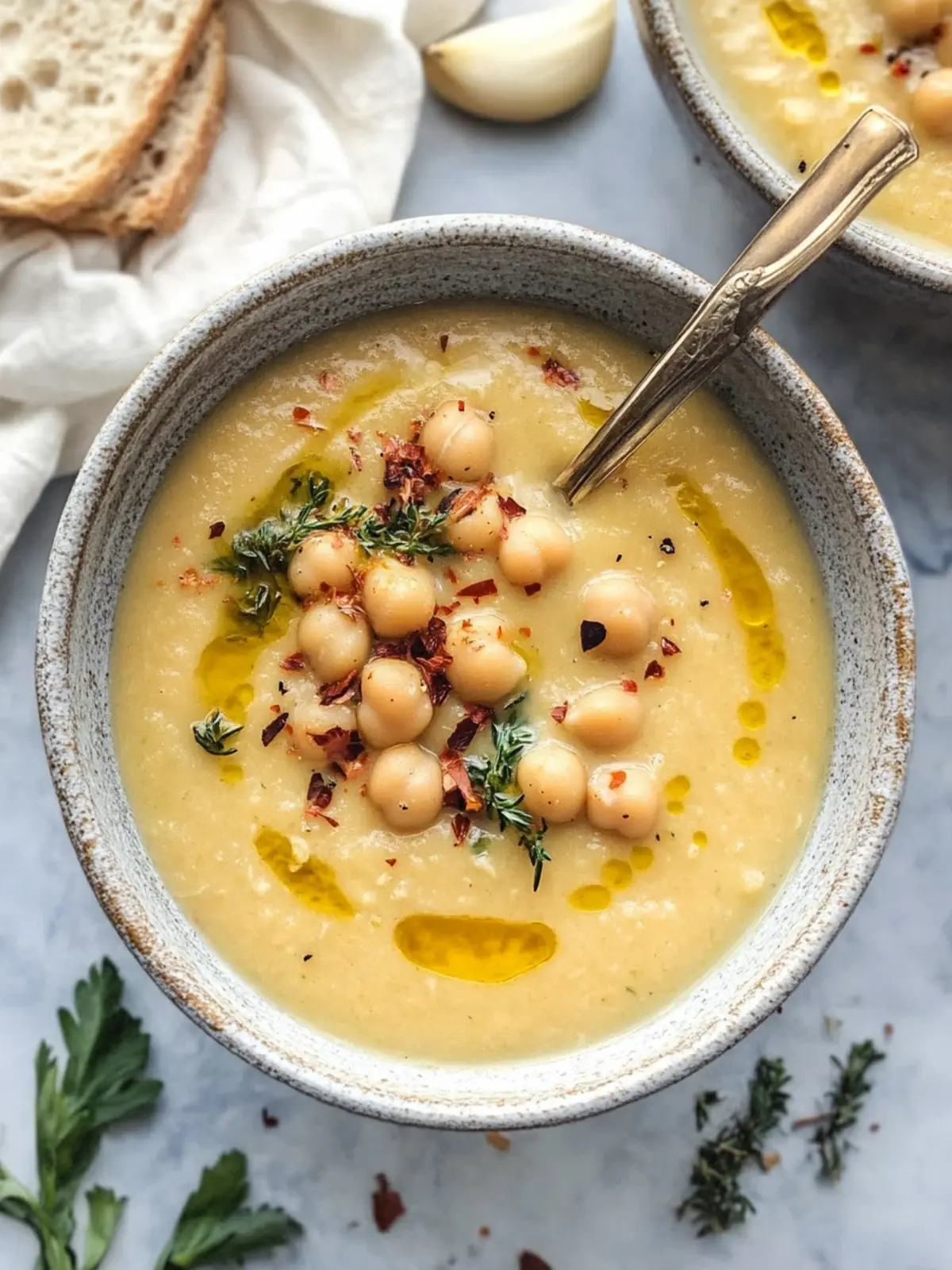 Easy Garlic Chickpea Soup (Vegan)