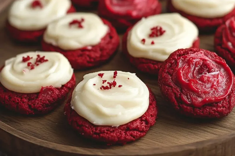 Frosted Red Velvet Cake Mix Cookies
