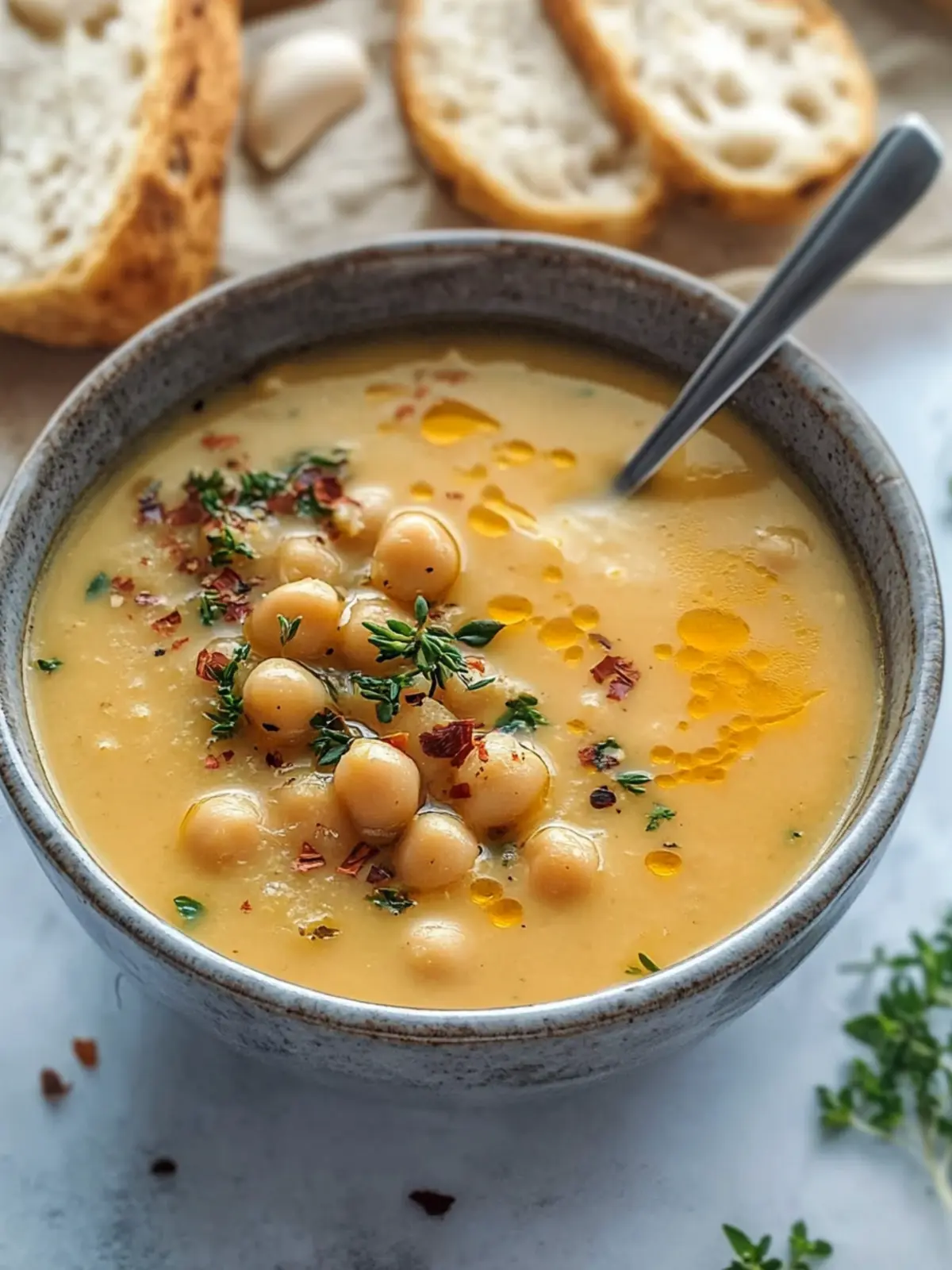 Easy Garlic Chickpea Soup (Vegan)