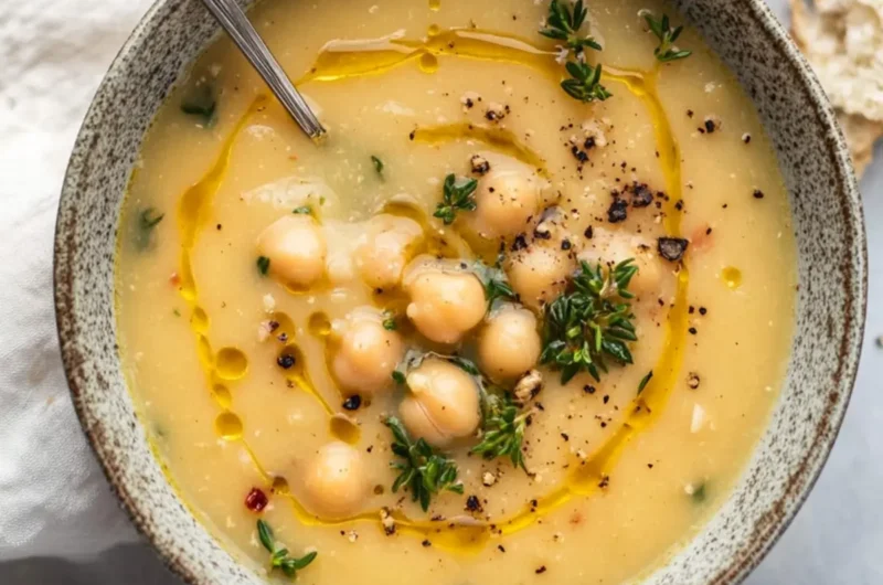 Easy Garlic Chickpea Soup (Vegan)