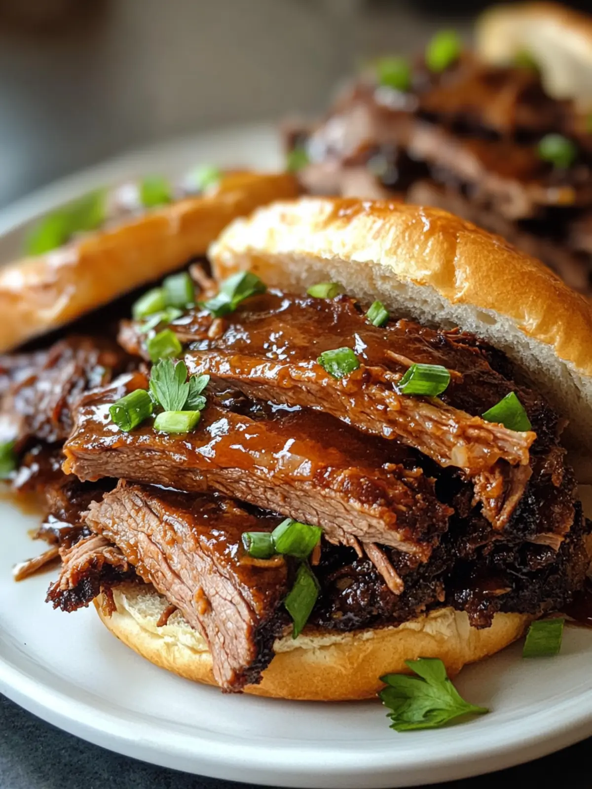 Slow Cooker Honey Garlic Beef Brisket Melts