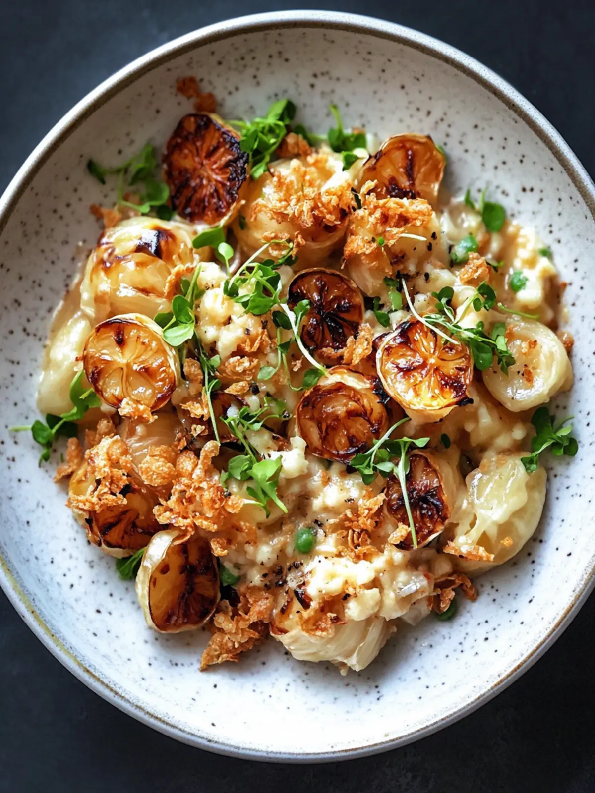 Brown Butter Miso & Roasted Garlic Radiatori with Crispy Shallots Bliss 5 Brown Butter Miso & Roasted Garlic Radiatori with Crispy Shallots