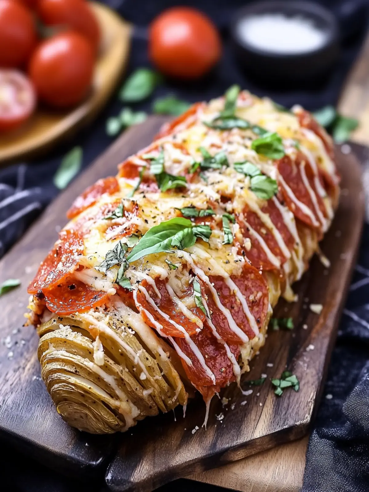 Pepperoni Pizza Hasselback Potatoes