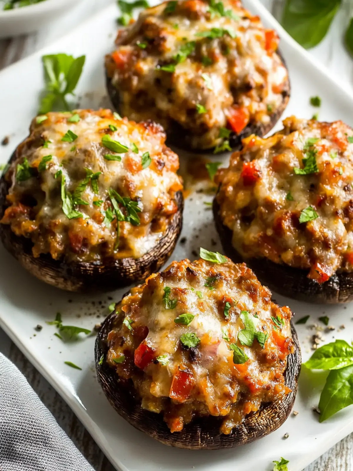 Sausage Stuffed portobello Mushrooms