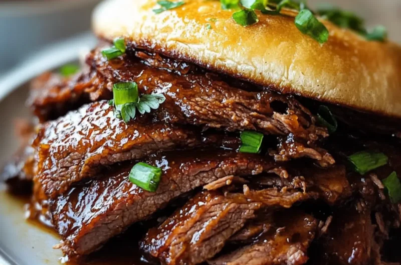 Slow Cooker Honey Garlic Beef Brisket Melts