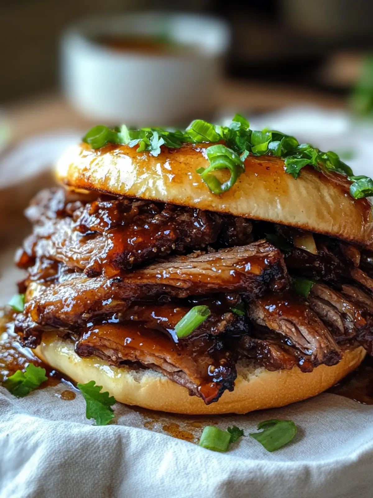 Slow Cooker Honey Garlic Beef Brisket Melts
