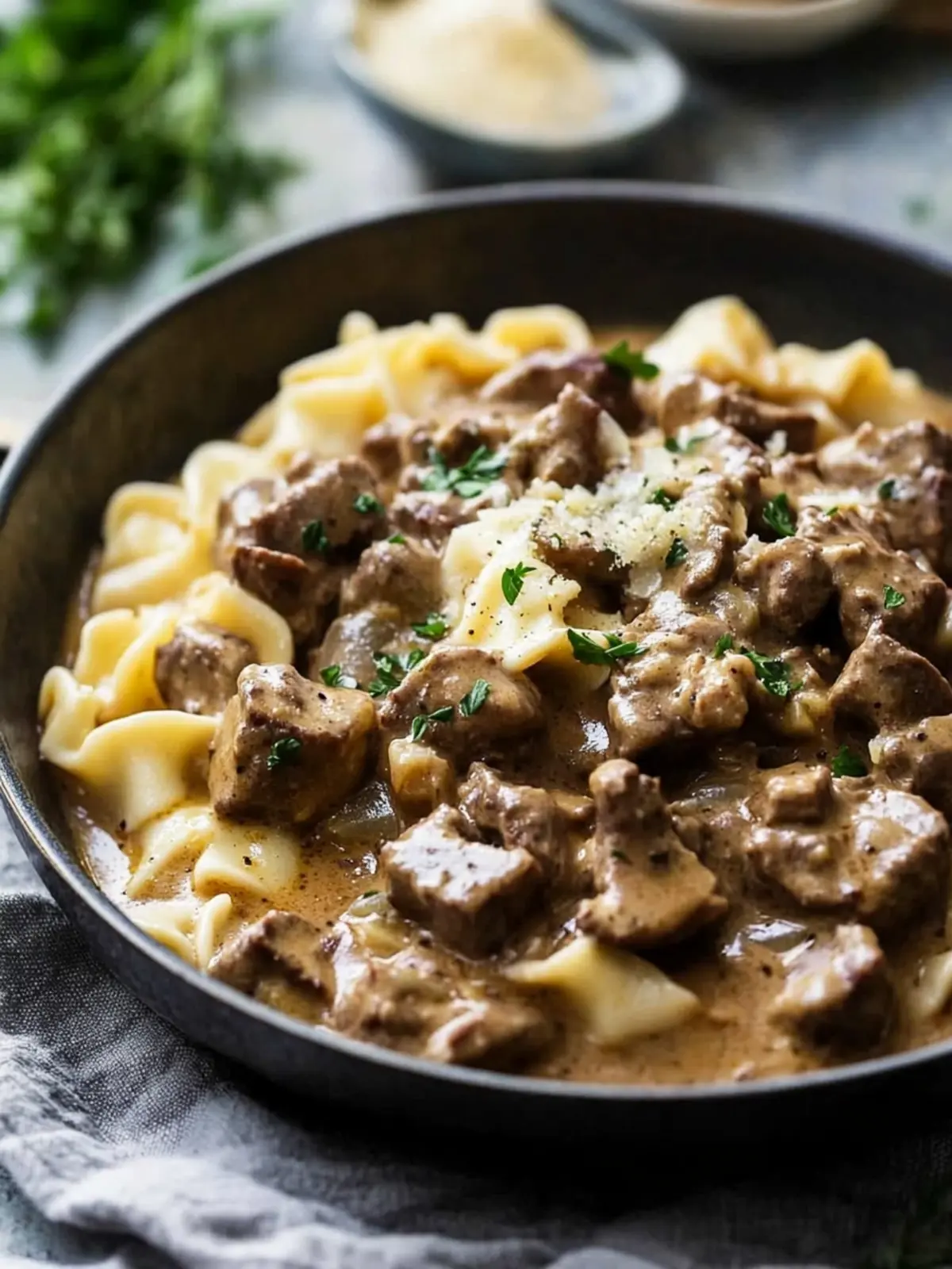 Healthy One Skillet Beef Stroganoff