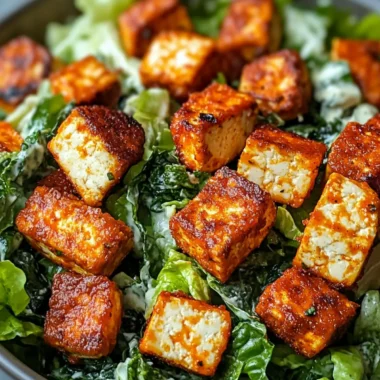 Crispy Buffalo Tofu Caesar Salad