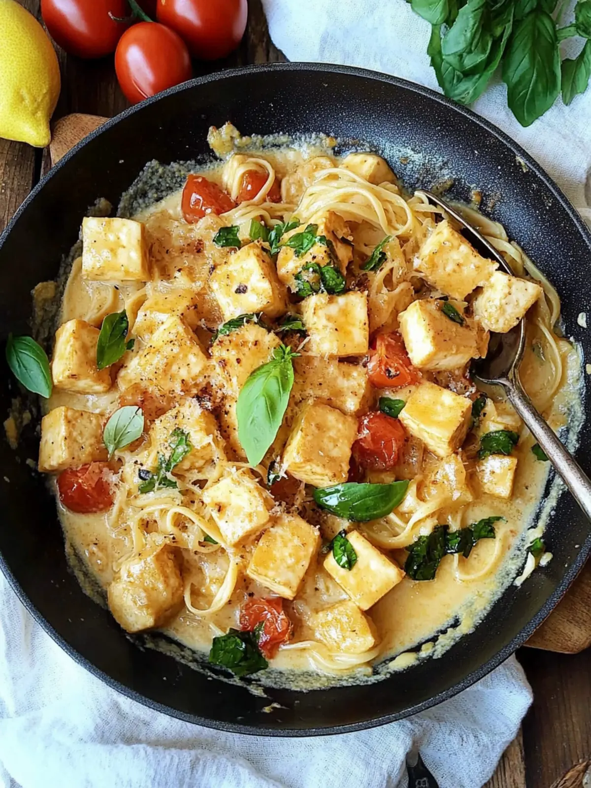 Italian Tofu In Garlic White Wine Sauce