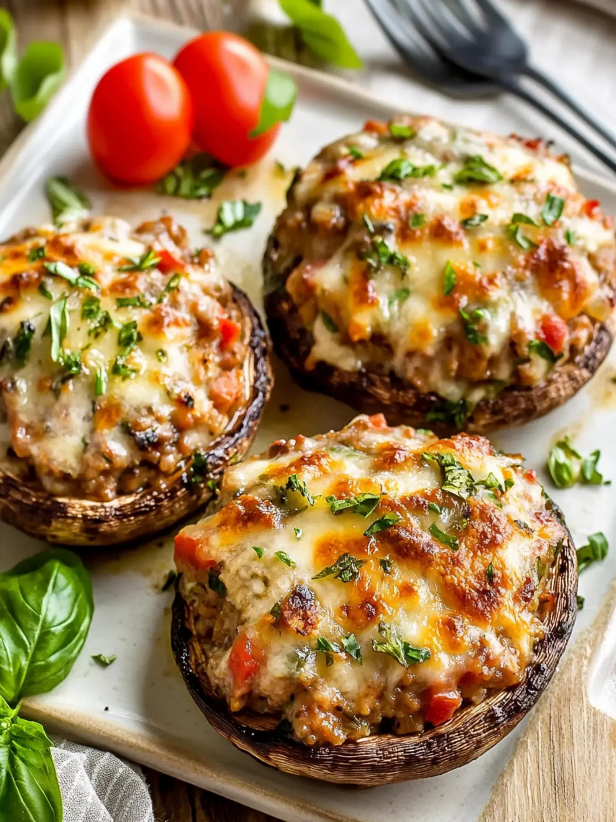Sausage Stuffed portobello Mushrooms