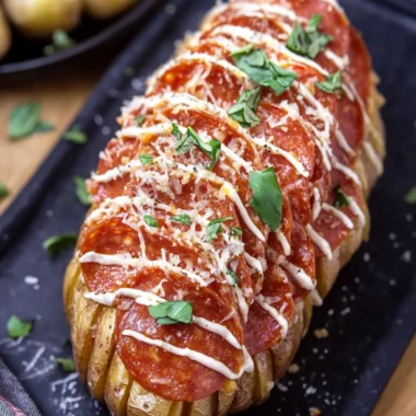 Pepperoni Pizza Hasselback Potatoes