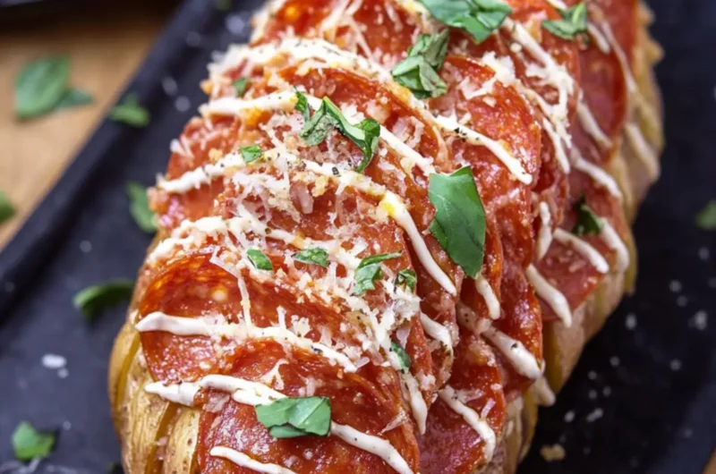 Pepperoni Pizza Hasselback Potatoes