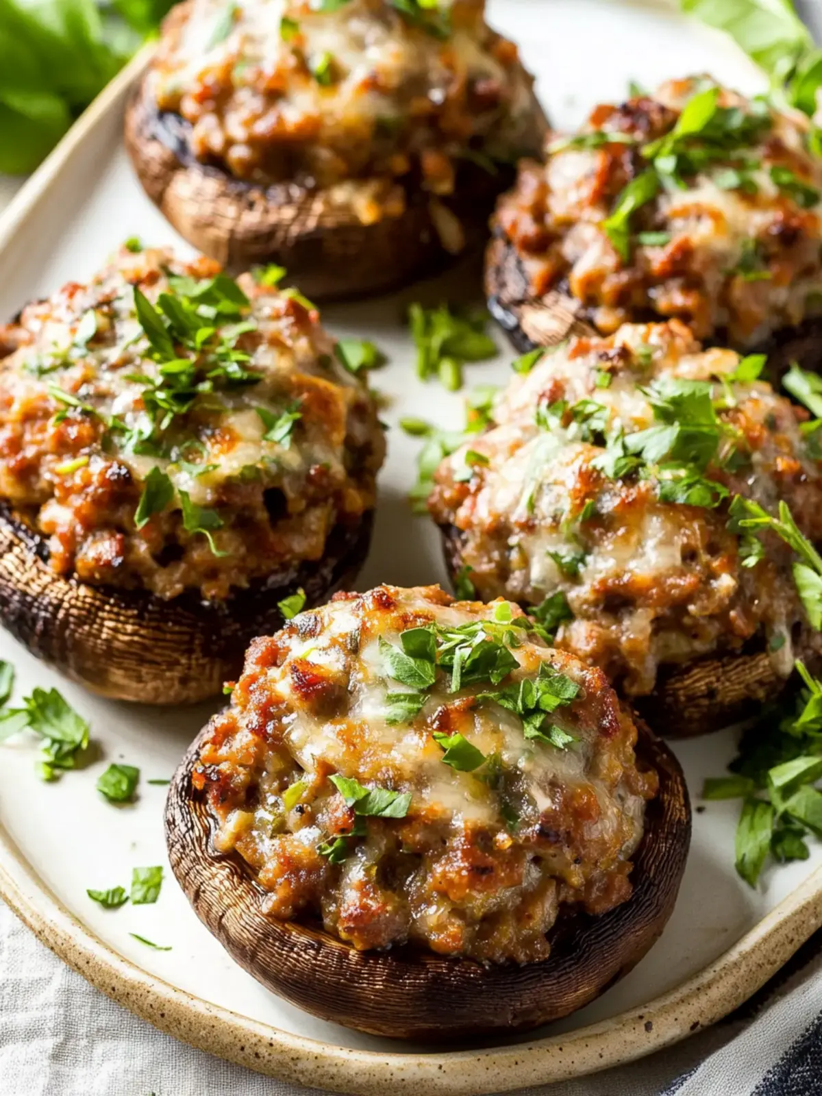 Sausage Stuffed portobello Mushrooms