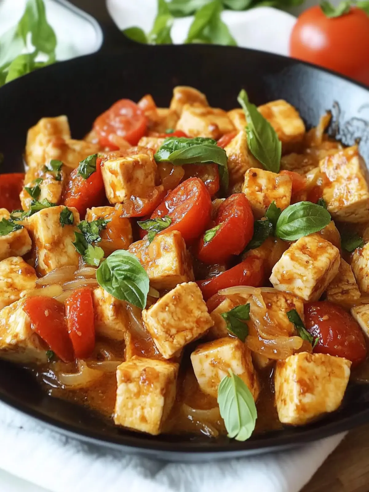 Italian Tofu In Garlic White Wine Sauce