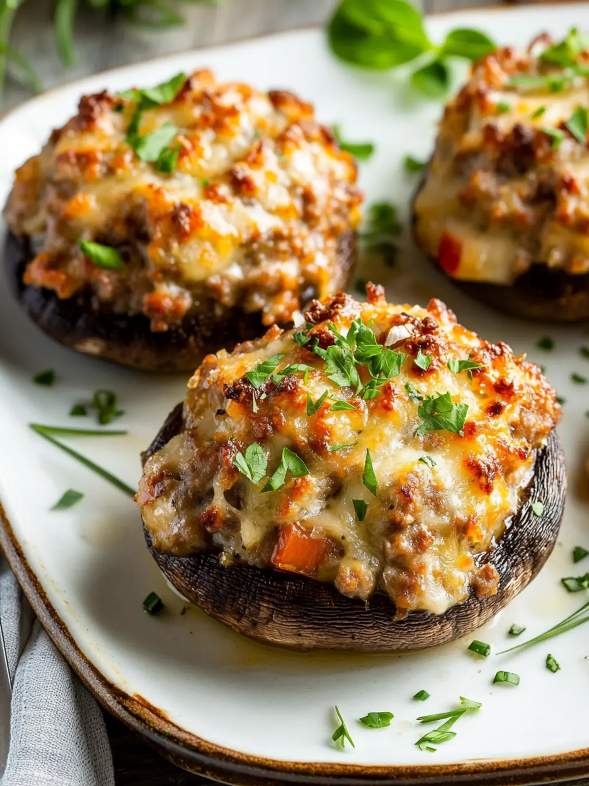 Sausage Stuffed portobello Mushrooms