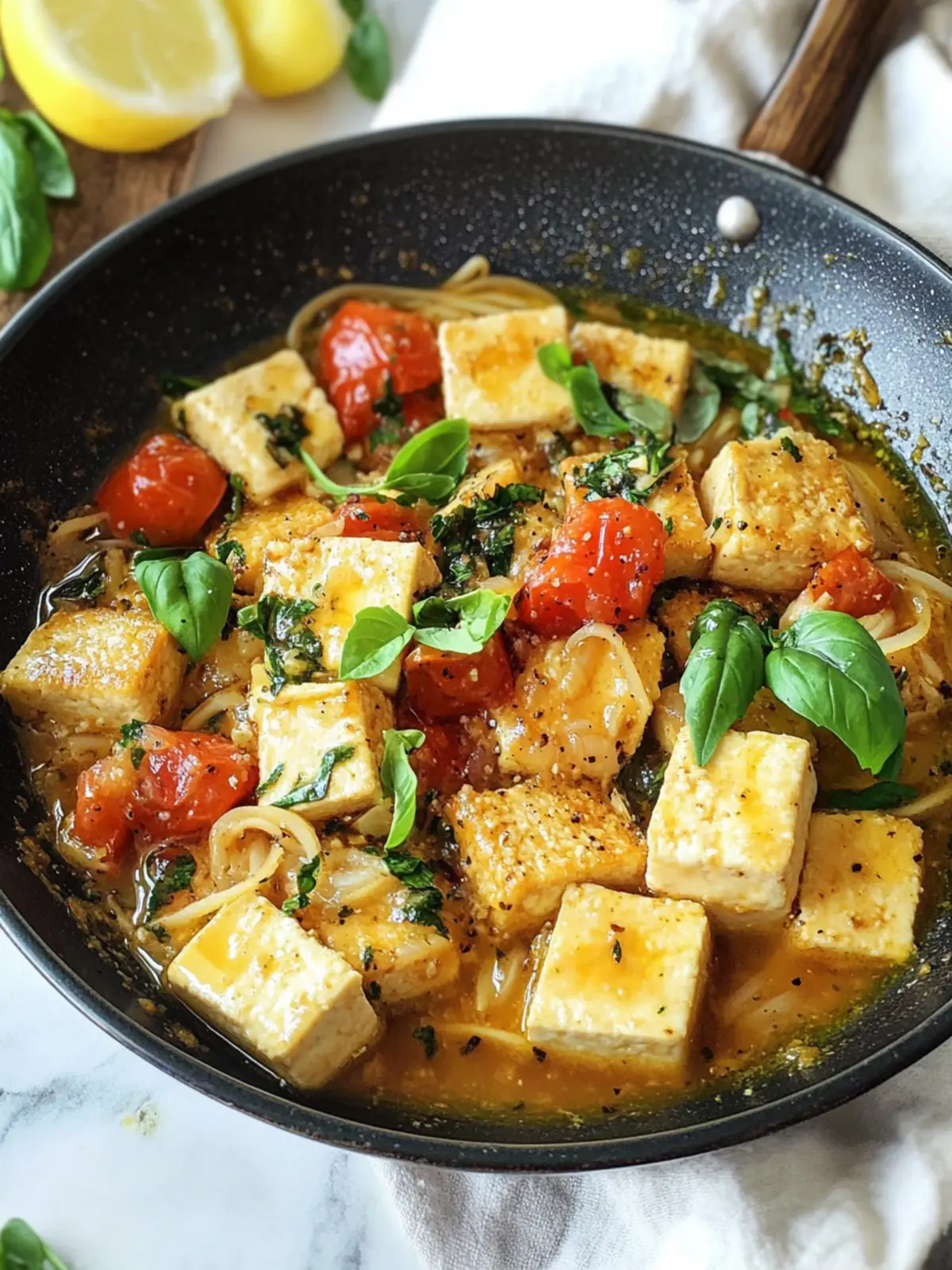 Italian Tofu In Garlic White Wine Sauce