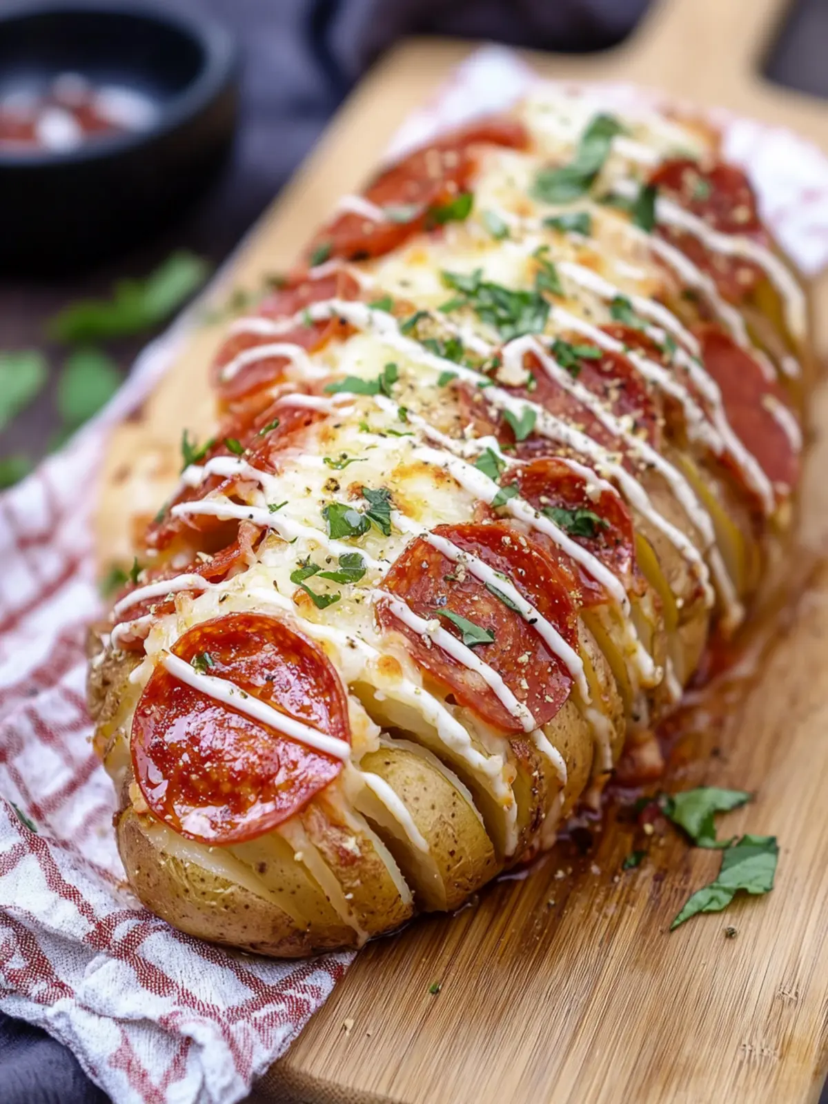 Pepperoni Pizza Hasselback Potatoes