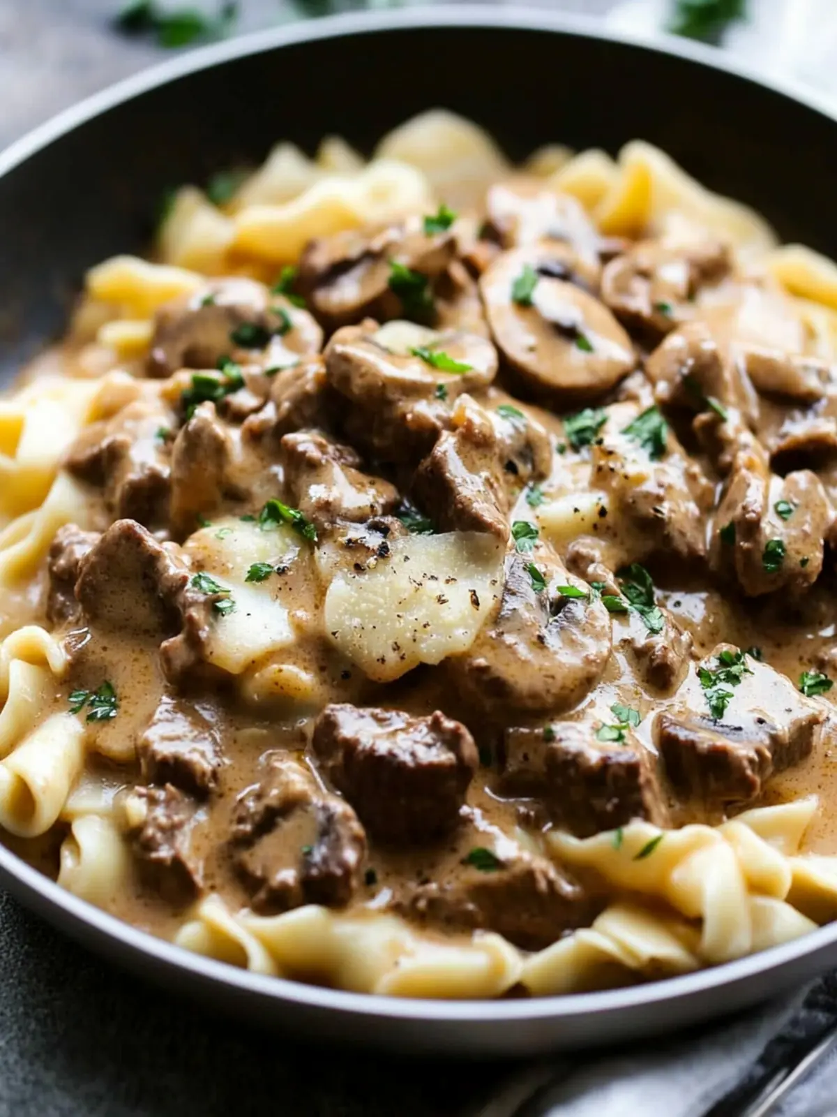 Healthy One Skillet Beef Stroganoff