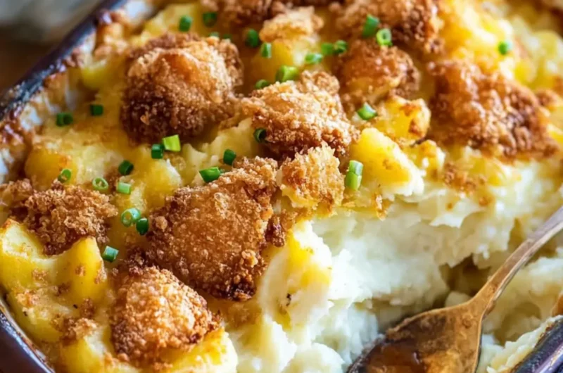 Mashed Potato Casserole with Crispy Chicken