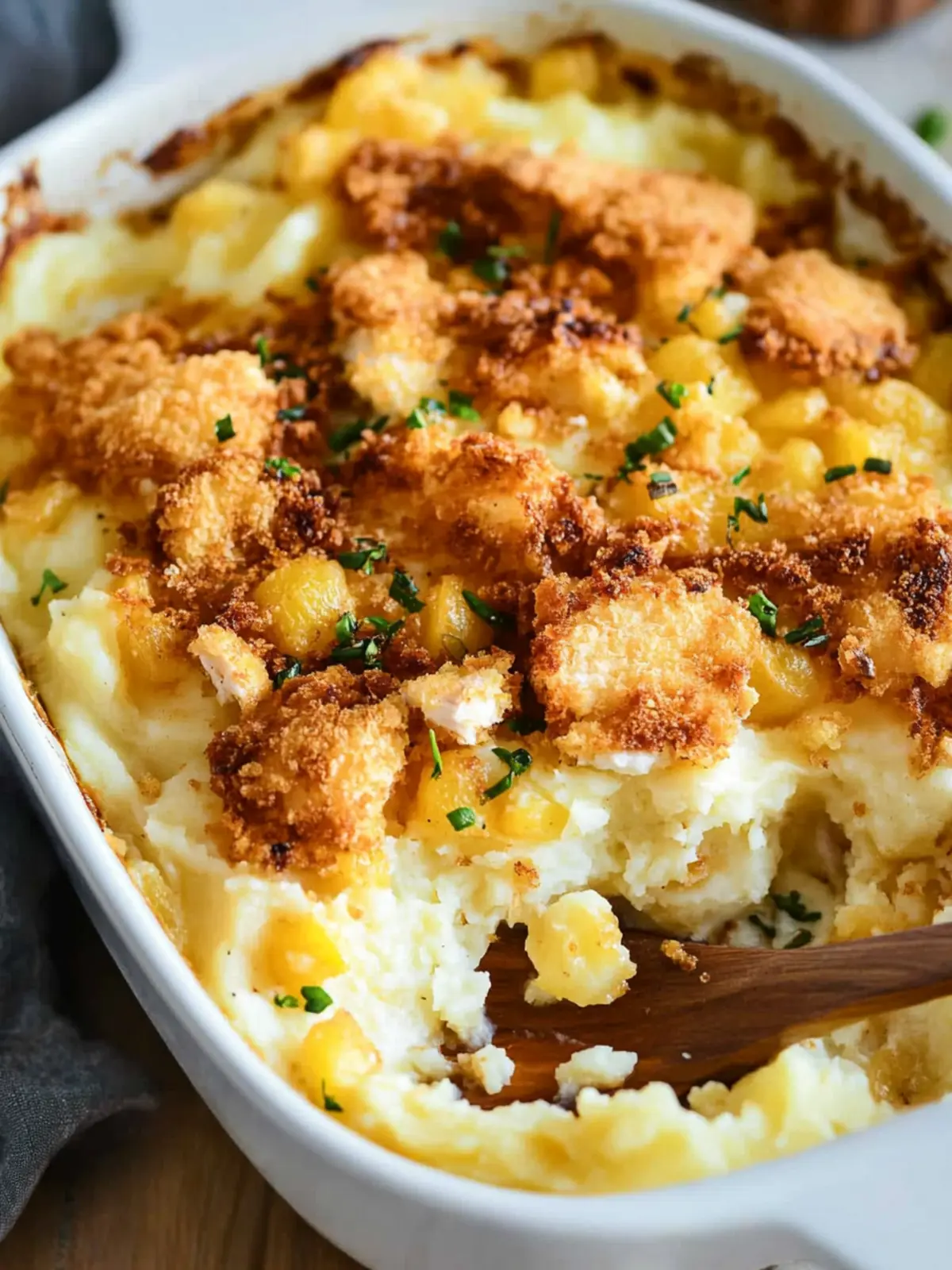 Creamy Mashed Potato Casserole with Crispy Chicken Bliss 4 Mashed Potato Casserole with Crispy Chicken